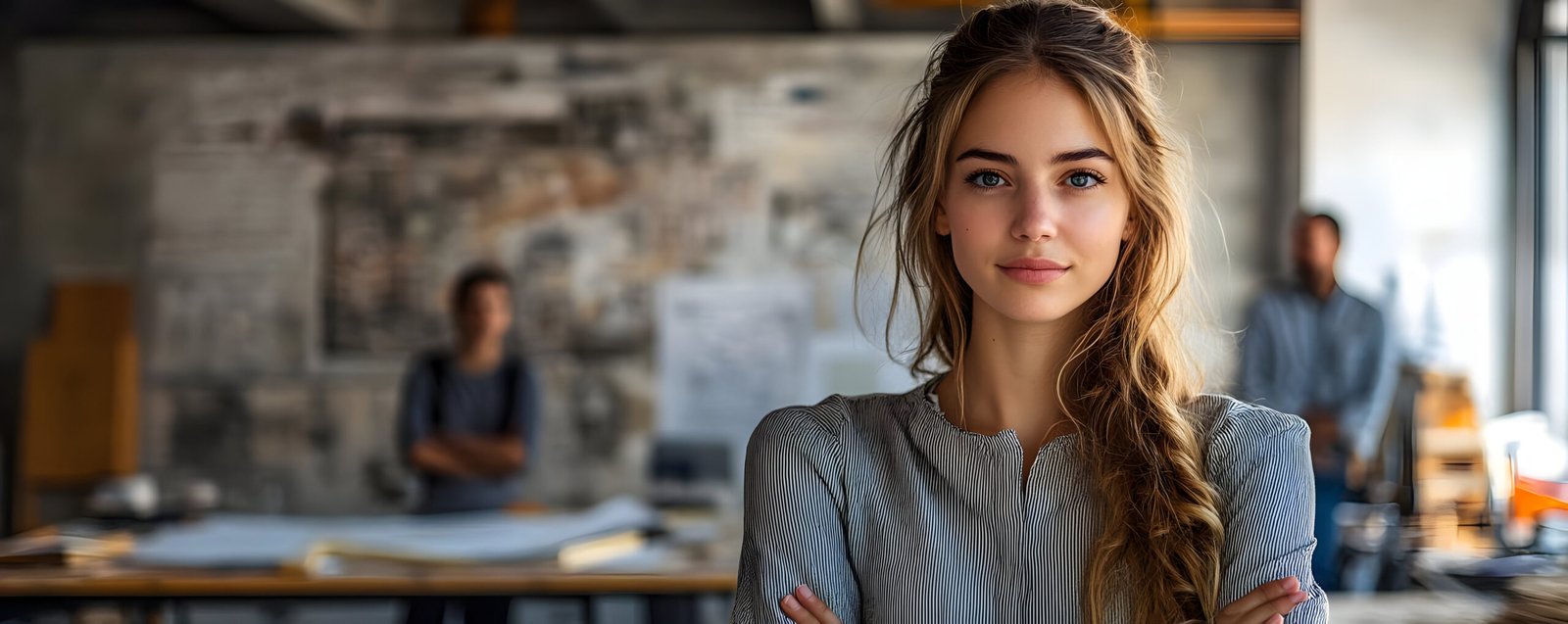 confident businesswoman photo portrait young professional woman office with team scaled